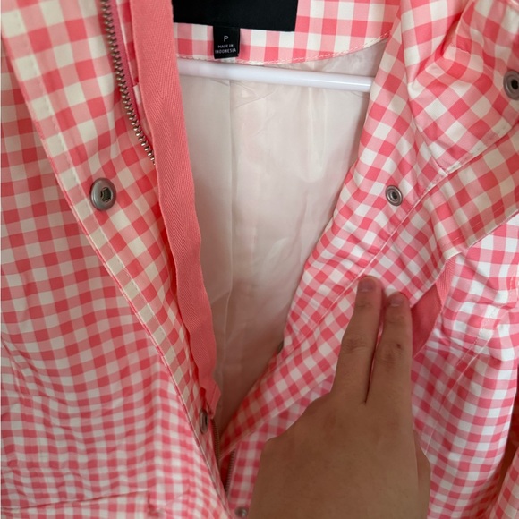 Talbots Petite Sz Small Pink and White Gingham Preppy Water Resistant Jacket - Picture 9 of 9